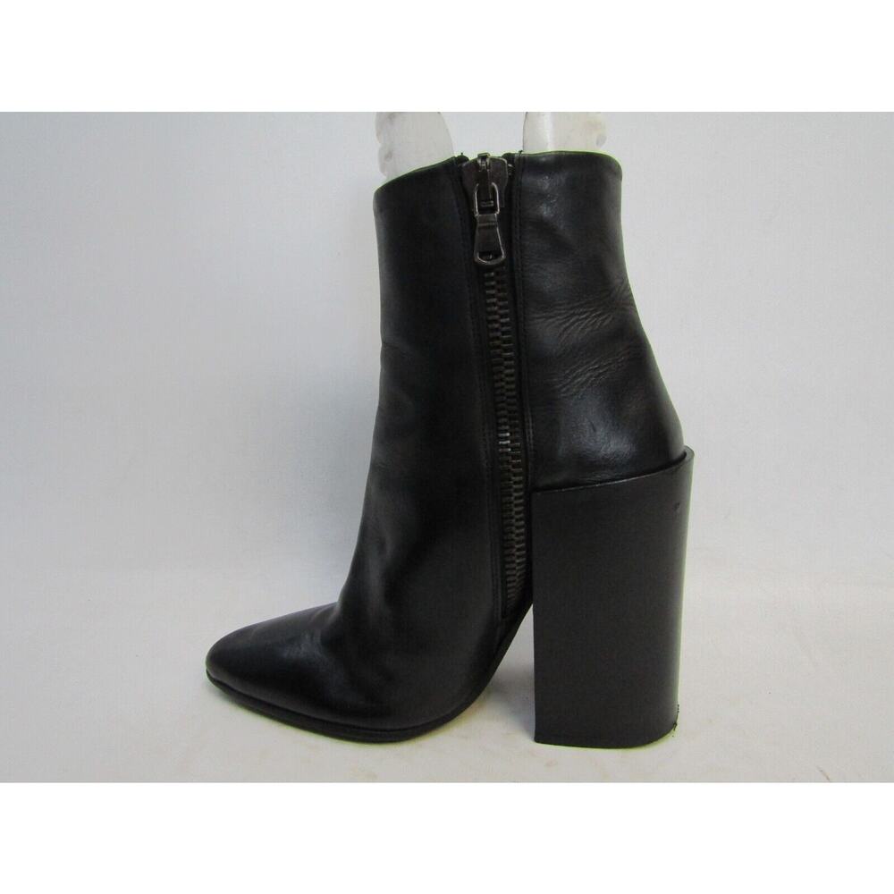Acne Womens Size 36 EUR Black Leather Zip Heeled Ankle Fashion Boots Bootie - Picture 2 of 11
